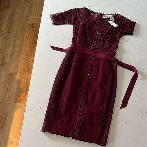 Byron Lars Burgundy Lace Dress